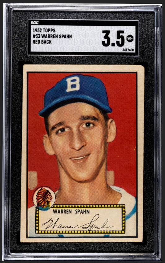Warren Spahn 1952 Topps Red Back SGC 3.5