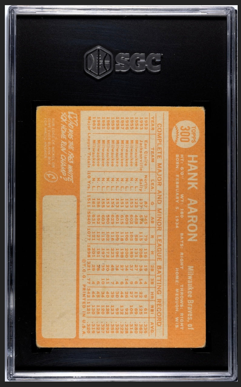 Hank Aaron 1964 Topps SGC 3