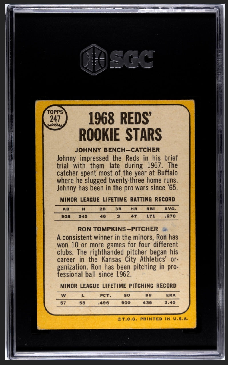 Johnny Bench RC 1968 Topps SGC 2