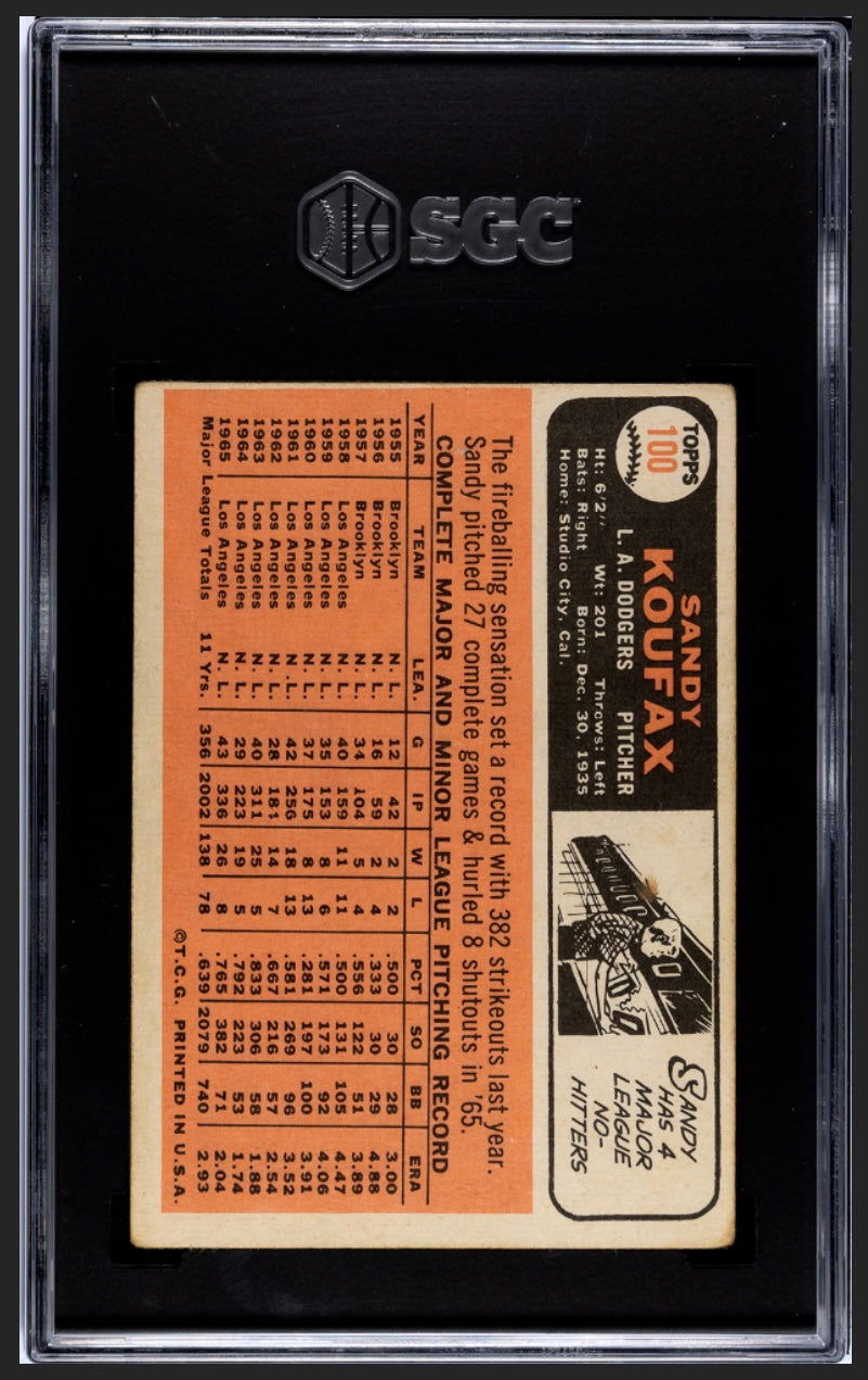 Sandy Koufax 1966 Topps SGC 3