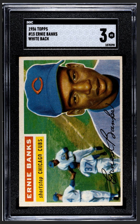 Ernie Banks 1956 Topps White Back SGC 3