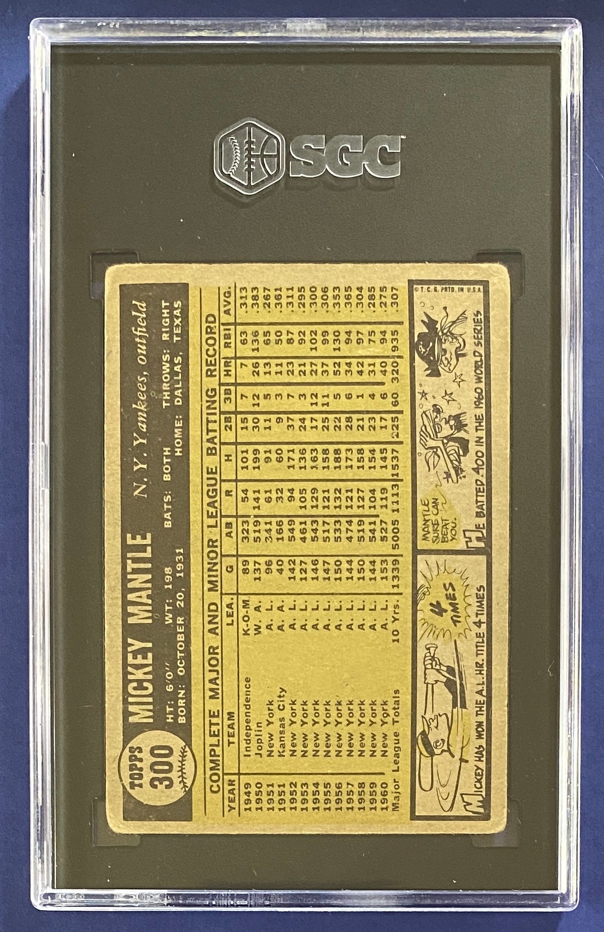 Mickey Mantle 1961 Topps SGC 2.5