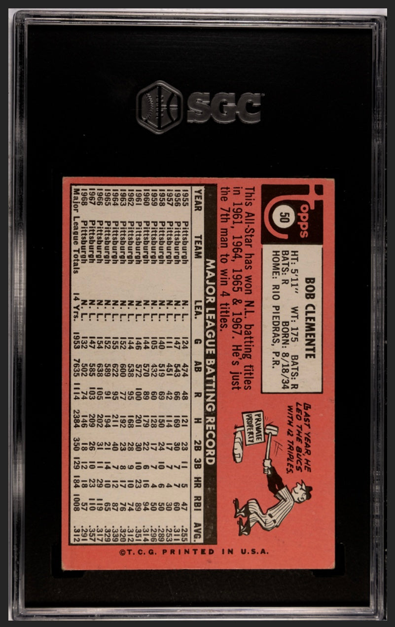 Roberto Clemente 1969 Topps SGC 5