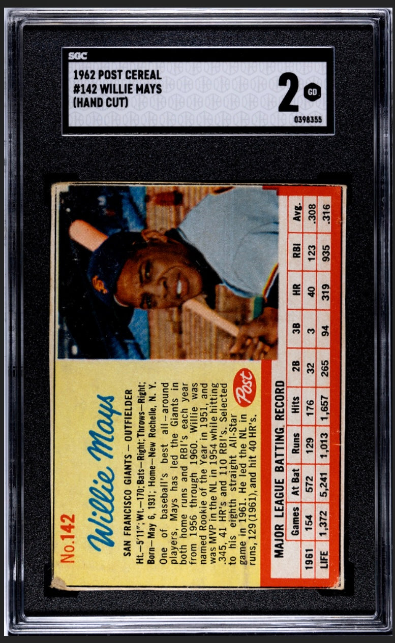 Willie Mays 1962 Post Cereal SGC 2