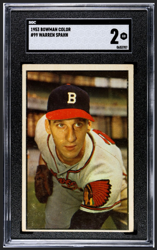 Warren Spahn 1953 Bowman Color SGC 2