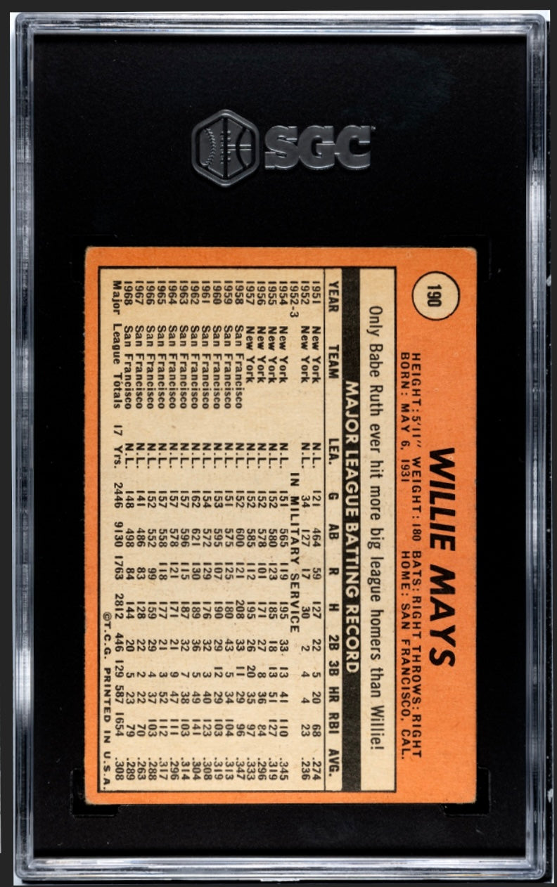 Willie Mays 1969 Topps SGC 2.5