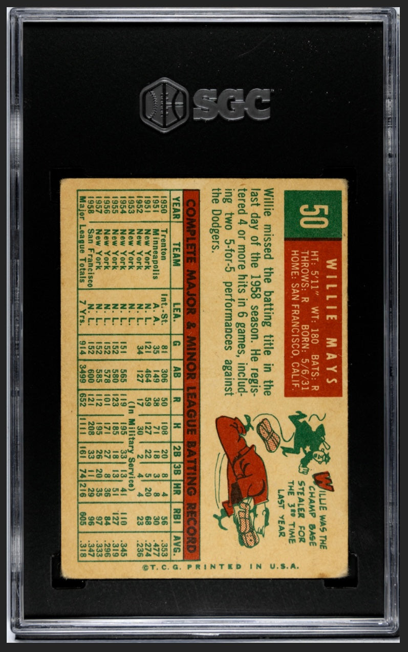 Willie Mays 1959 Topps SGC 3