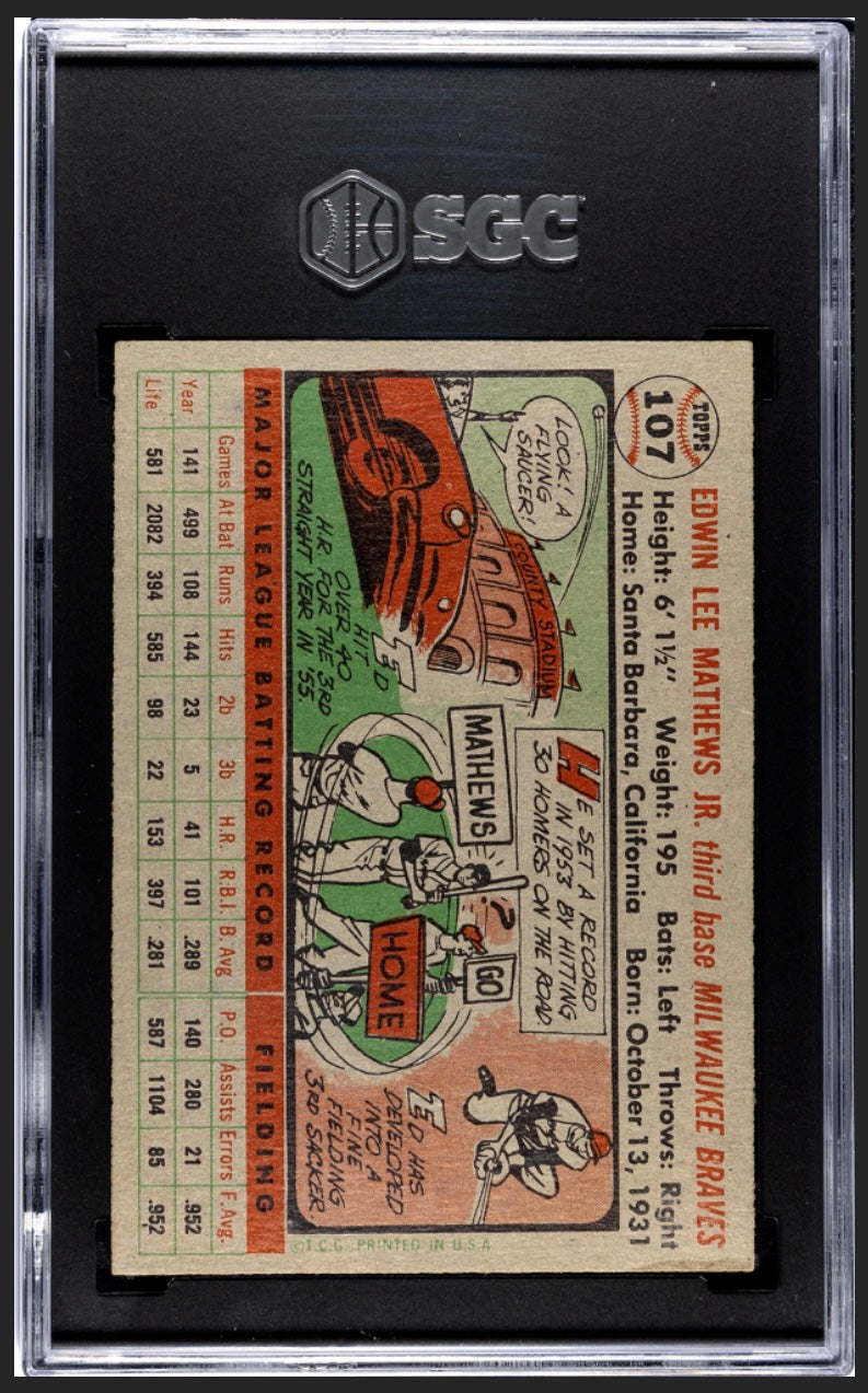 Ed Mathews 1956 Topps SGC 5