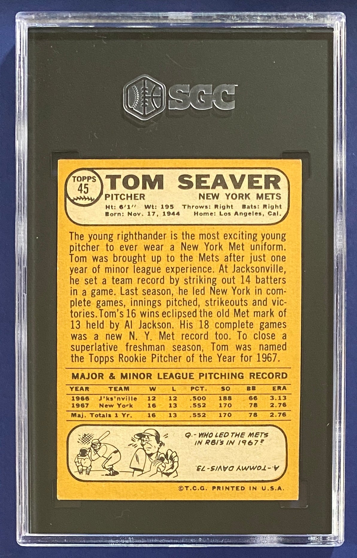 Tom Seaver 1968 Topps SGC 5.5
