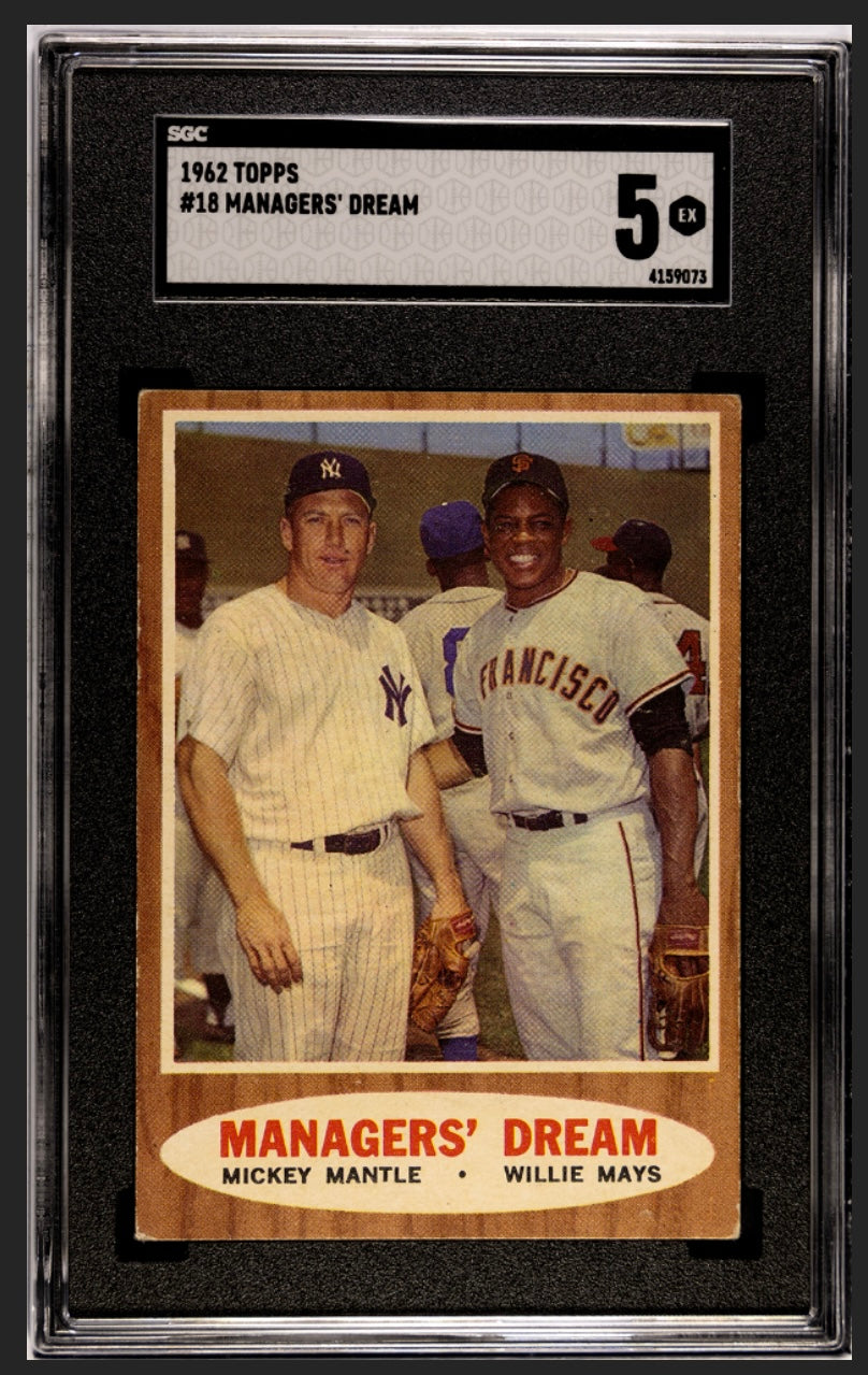 Mantle/Mays 1962 Topps Managers Dream SGC 5