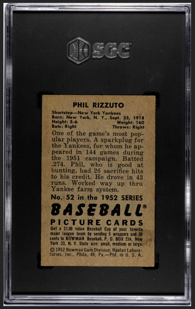 Phil Rizzuto 1952 Bowman SGC 5