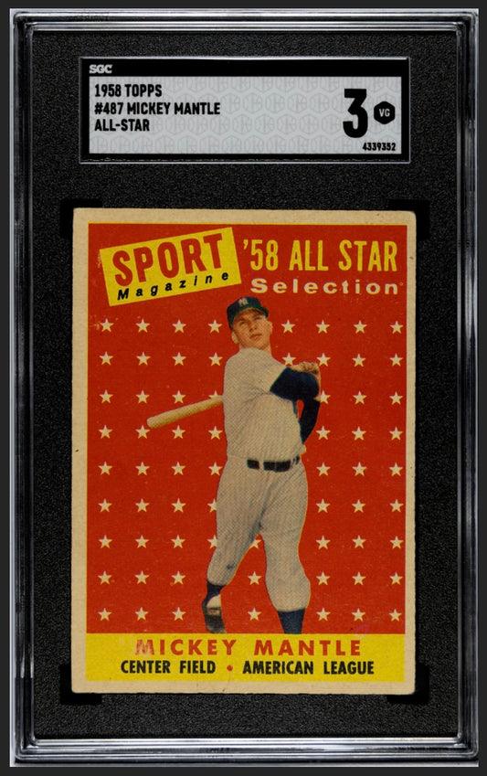 Mickey Mantle 1958 Topps All Star SGC 3
