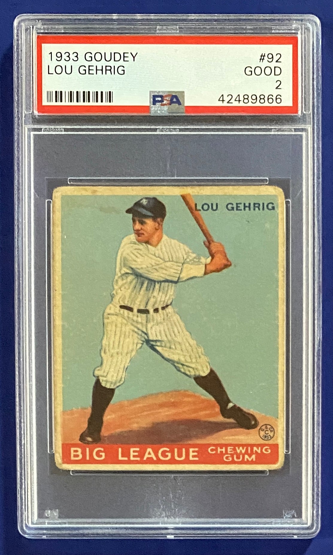 Lou Gehrig RC 1933 Goudey PSA 2