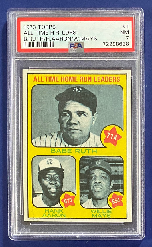 Ruth/Aaron/Mays 1973 Topps All Time H.R. Ldrs PSA 7