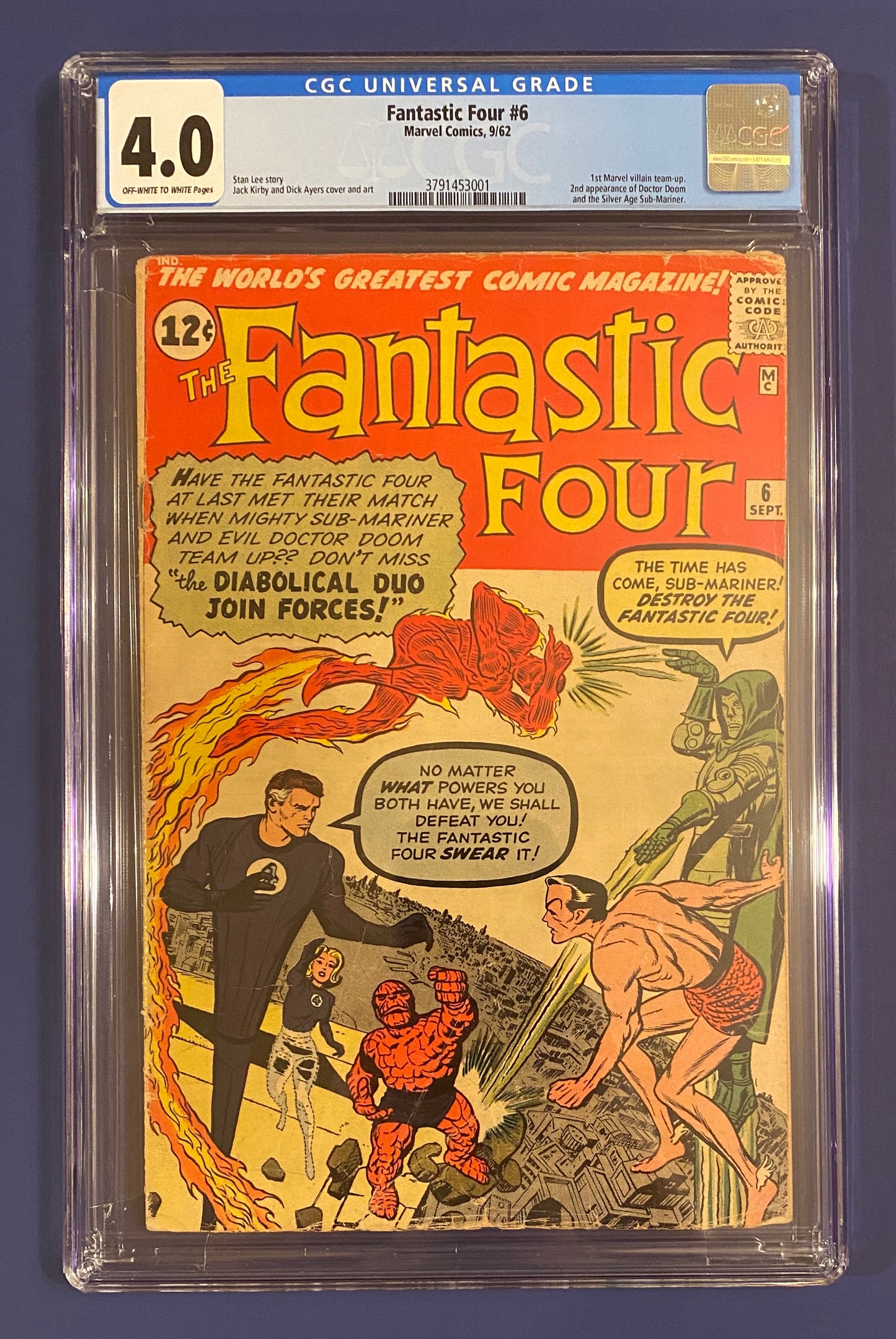 Fantastic Four #6 1962 CGC 4 New Slab Huge Silver Age Key Book With Movie Coming Out-1st Supervillain Team Up