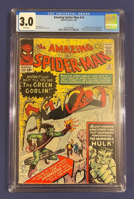 Amazing Spider-Man #14 1964 CGC 3 New Slab Mega Issue Tough White Pages