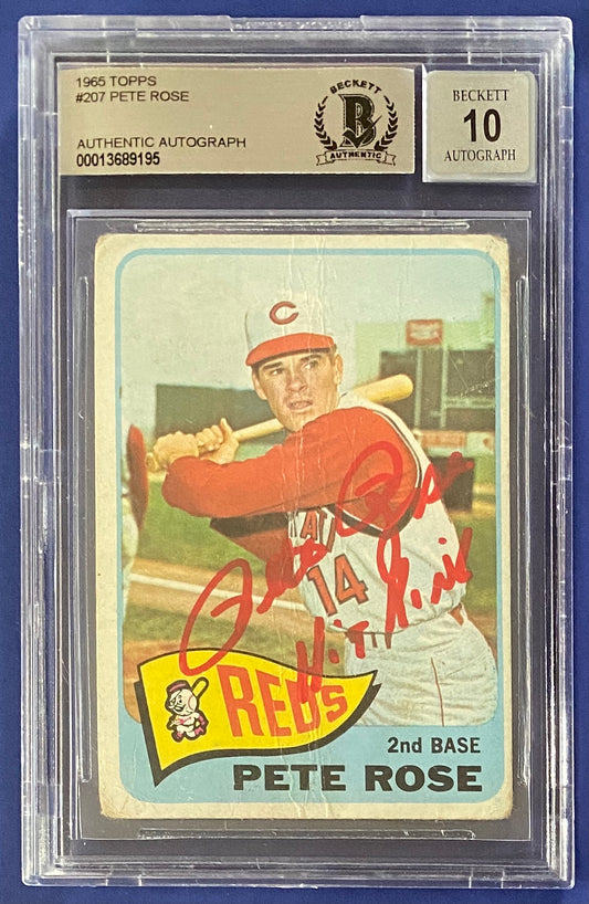 Pete Rose 1965 Topps BGS Auto 10