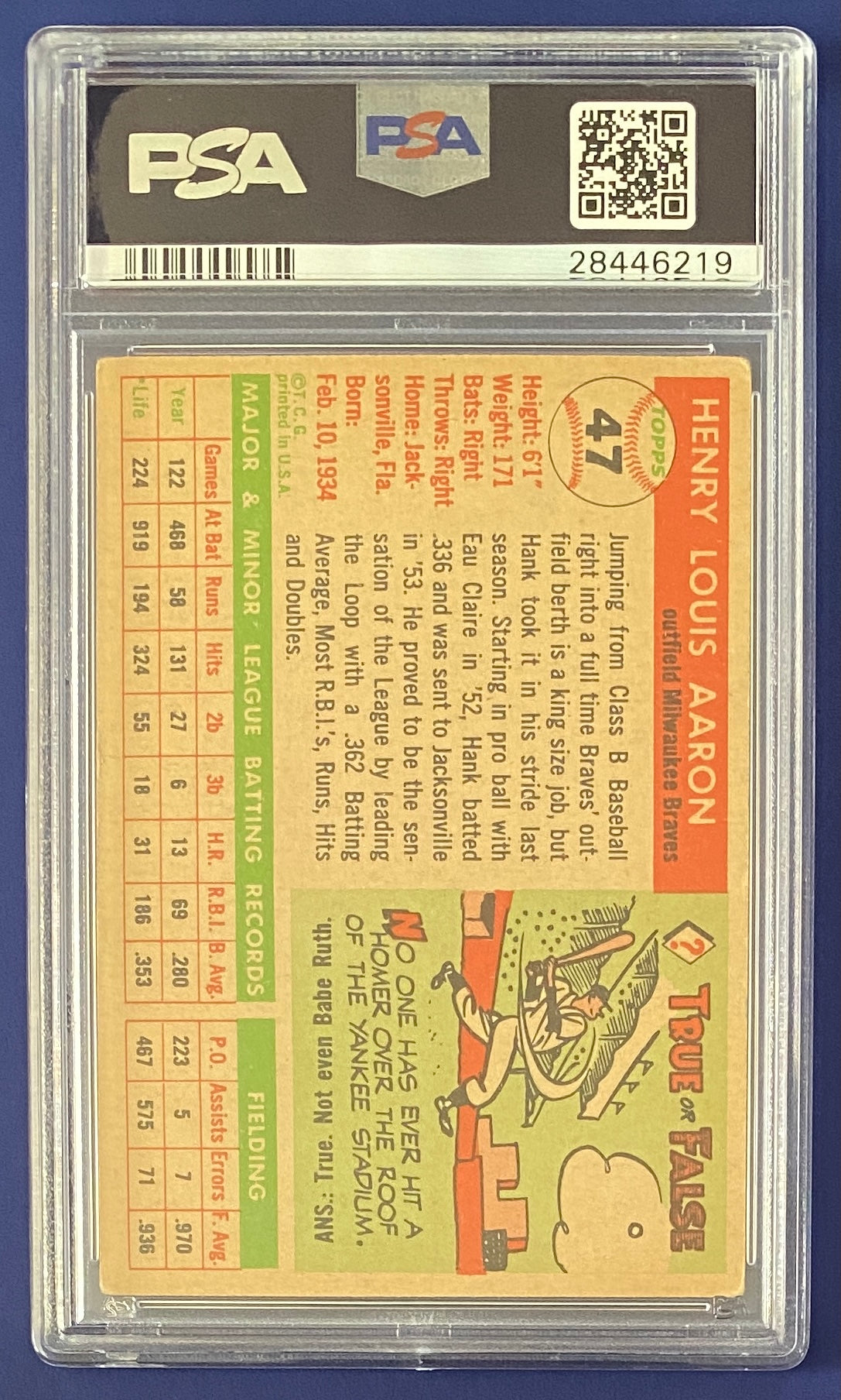 Hank Aaron 1955 Topps PSA 4