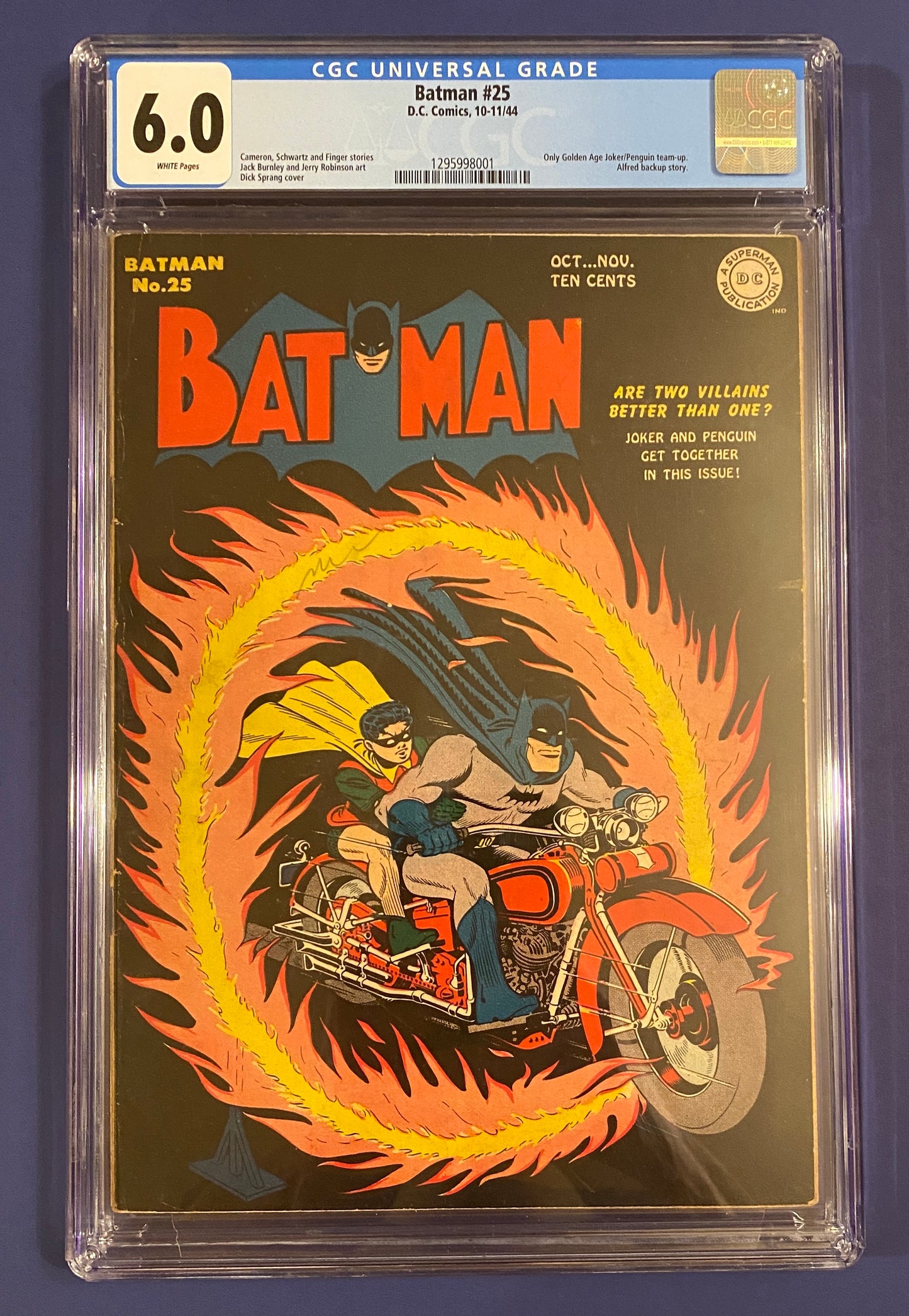 Batman #25 1944 CGC 6 New Slab Key Golden Age High Grade Book In White Pages & Only GA Joker And Penguin Team Up