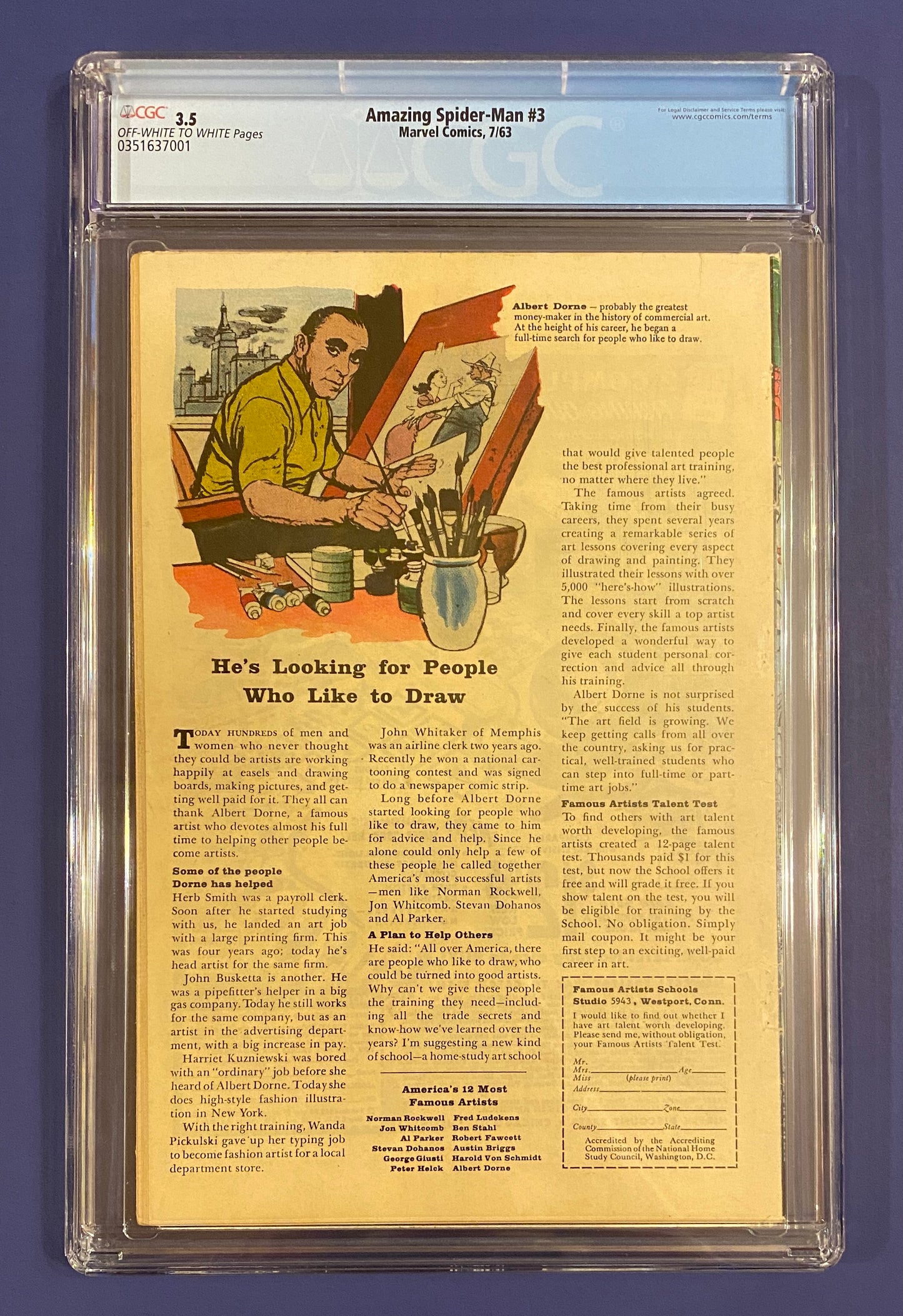 Amazing Spider-Man #3 1963 CGC 3.5 New Slab Huge Key Issue 1st Doc Ock App. 4th Spidey App.
