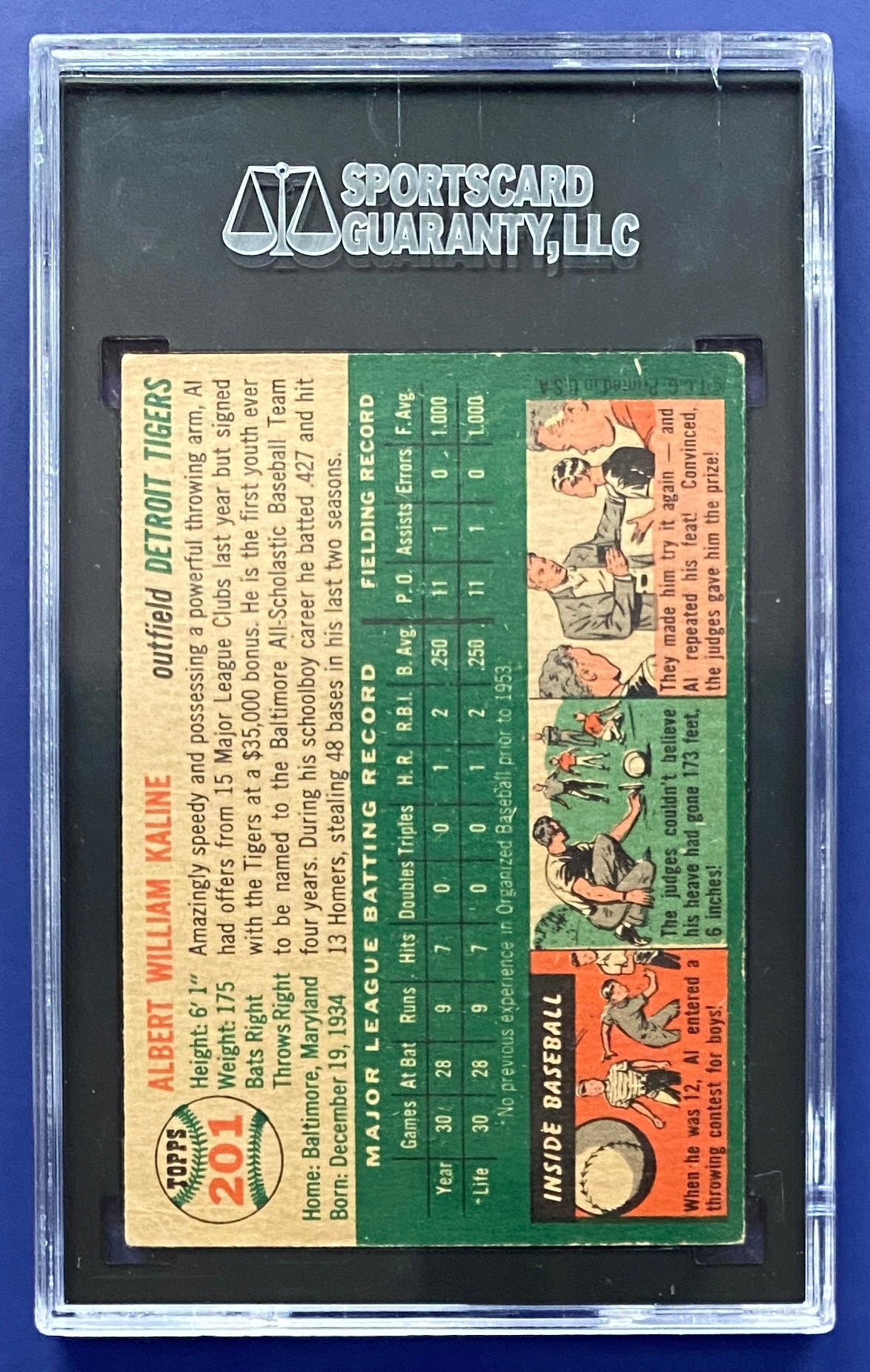 Al Kaline RC 1954 Topps SGC 4
