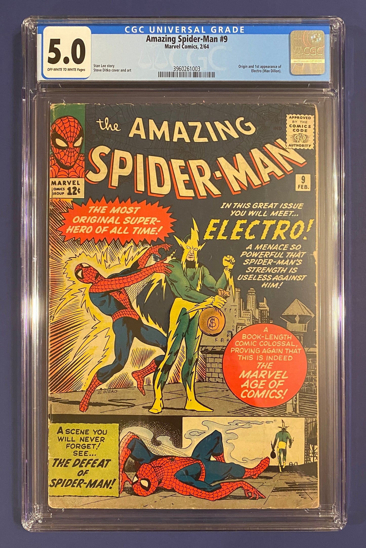 Amazing Spider-Man #9 1964 CGC 5 New Slab Key Silver Age Book 1st App. Electro