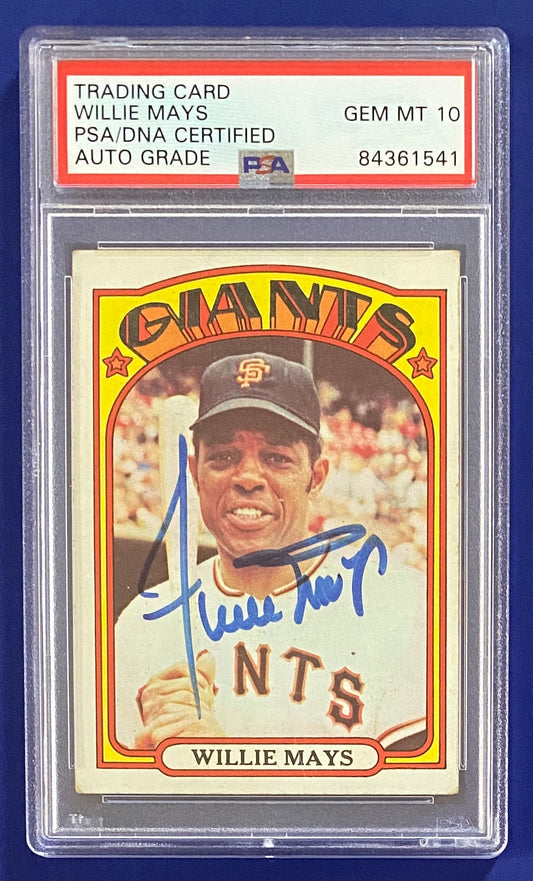 Willie Mays Signed 1972 Topps Card Auto Grade 10